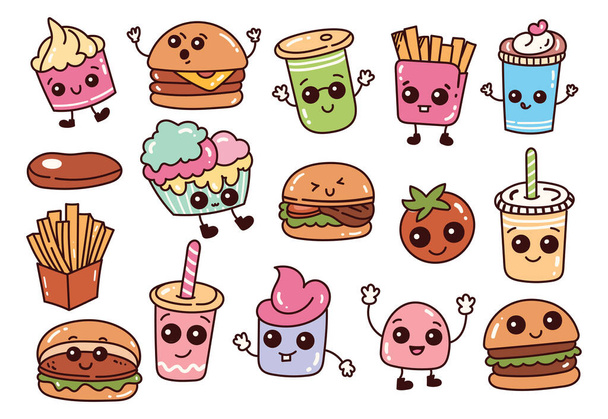 cartoon kawaii food doodle vector illustration  - Vector, Image