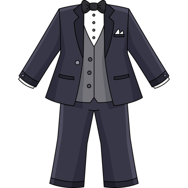 This cartoon clipart shows a Wedding Groom Suit illustration. - Vettoriali, immagini
