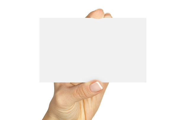 dedos segurando um cartão em branco
 - Foto, Imagem