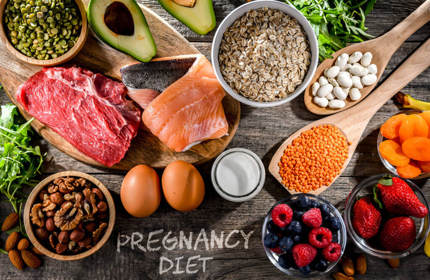 Potraviny doporučené pro těhotenství. Zdravá strava - Fotografie, Obrázek
