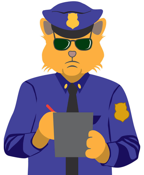 Een cartoon politie kat is het schrijven van een ticket - Vector, afbeelding