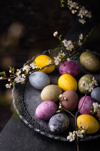Easter eggs painted with natural eco colors dye - Foto, Bild