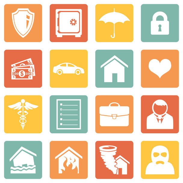 Set of Insurance Icons - Vector, Image