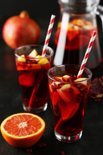 Glasses of sandria with fruits - Photo, Image