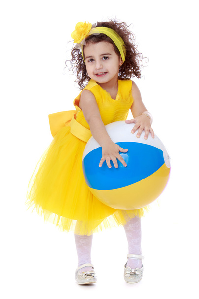 girl in a yellow dress - Фото, зображення