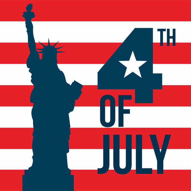 Happy Independence Day greeting card with brush stroke background in United States national flag - Vetor, Imagem