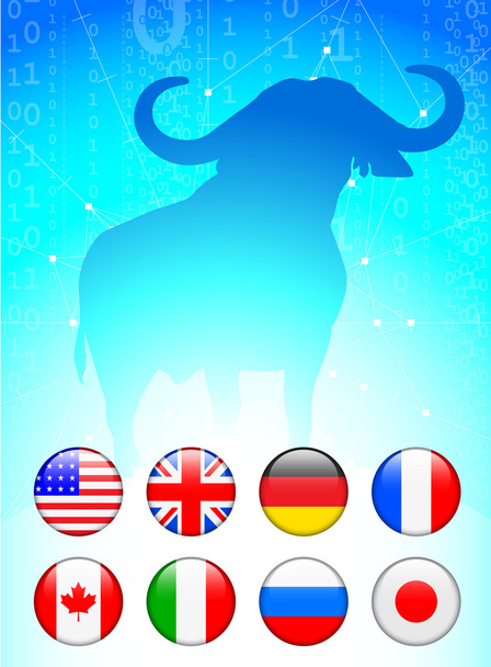 Bull Market with Internet Flag Buttons - Vector, Image