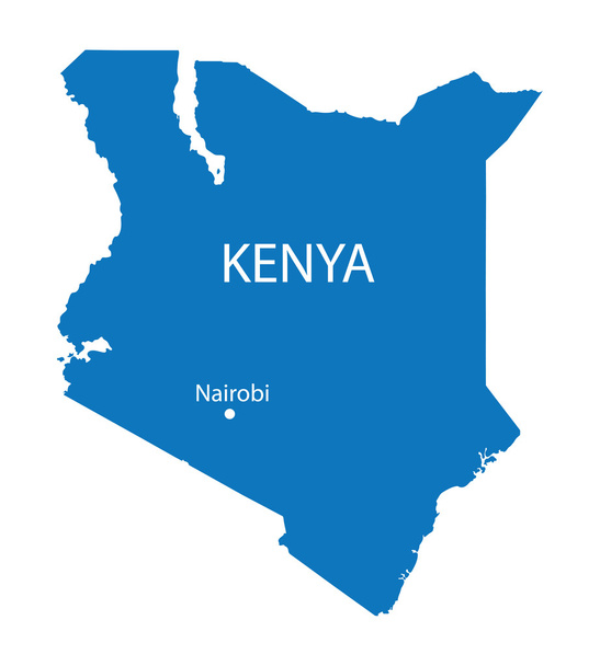 Blauwe kaart van Kenia - Vector, afbeelding