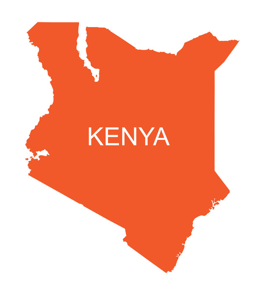 ケニアのオレンジ色の地図 - ベクター画像