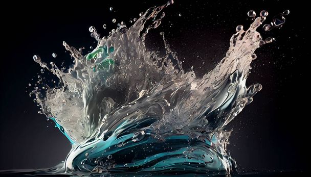 Abstraction from splashes of water on a dark background - Photo, Image
