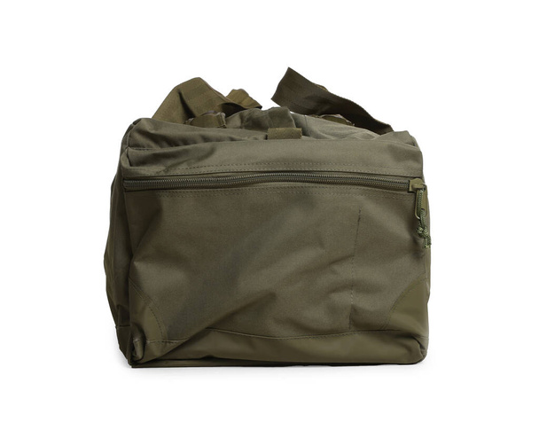 Army duffle bag isolated on white. Military equipment - Photo, image