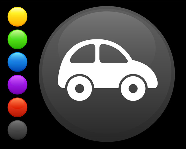 car icon on round internet button - Vetor, Imagem