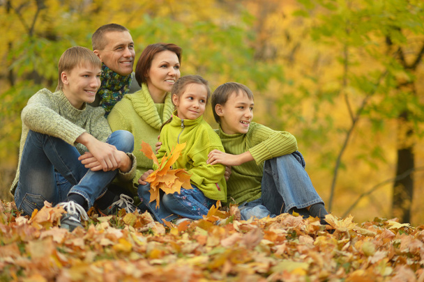 Family relaxing in autumn forest - Fotó, kép