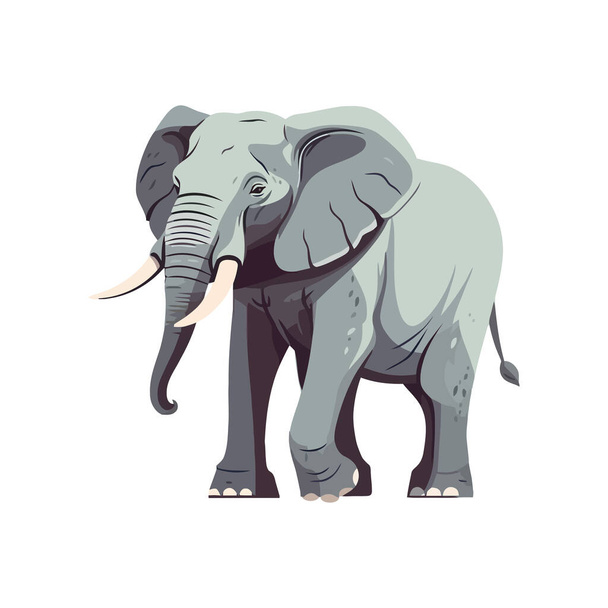 Cute cartoon elephant walking icon isolated - Vector, Image