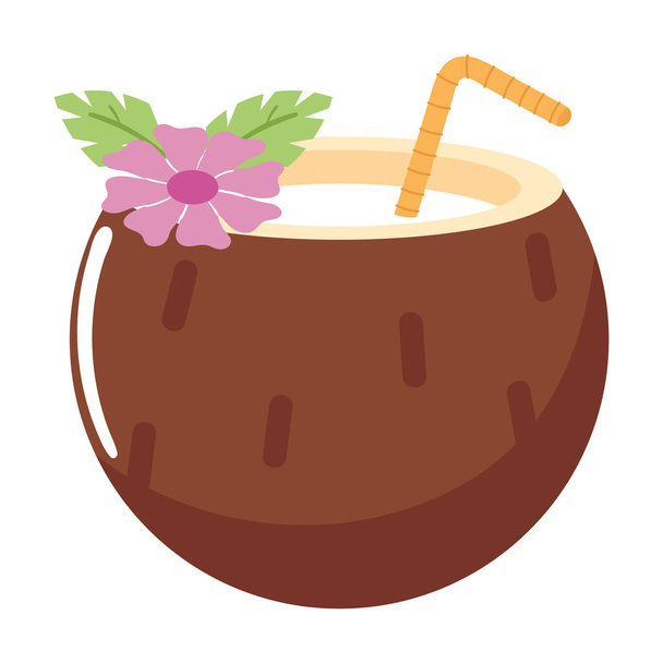 Gourmet drink coconut cocktail icon isolated - Διάνυσμα, εικόνα