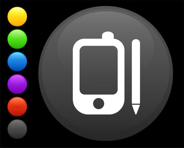 palm pilot icon on round internet button - Vector, Image