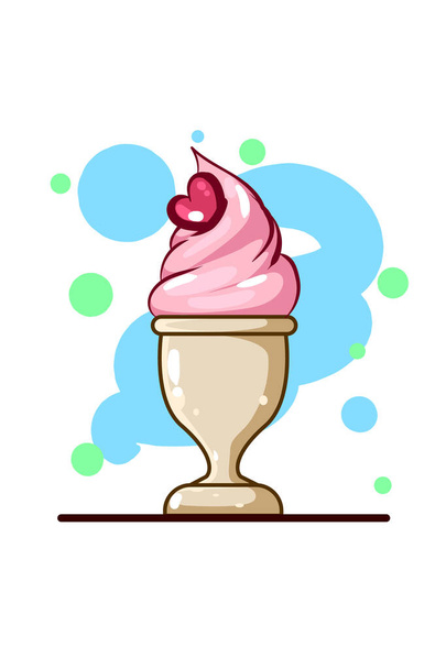 Sweet ice cream with love icon cartoon illustration - Διάνυσμα, εικόνα