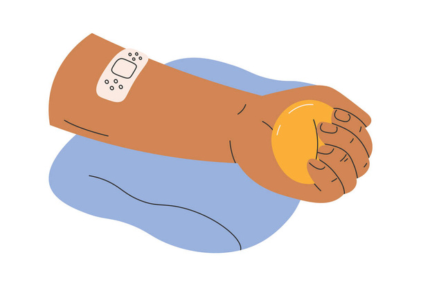Mão de doador em travesseiro com ilustração vetorial de bola - Vetor, Imagem