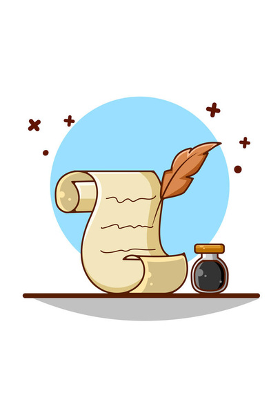 Ink, pen and paper icon cartoon illustration - Vector, Image