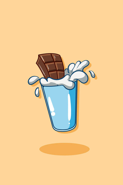Milch mit Schokolade Cartoon Illustration - Vektor, Bild