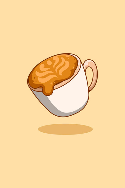 Sweet cappuccino coffee cartoon illustration - Вектор,изображение