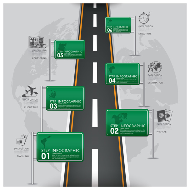 Road And Street Traffic Sign Business Travel Infographic - Vetor, Imagem