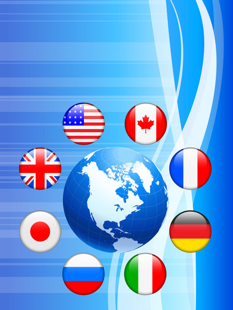 Globe with Internet Flag Buttons Background - Διάνυσμα, εικόνα