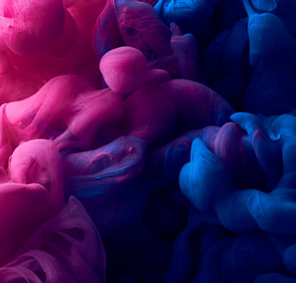 Splash of blue and pink watercolor paints background - Φωτογραφία, εικόνα