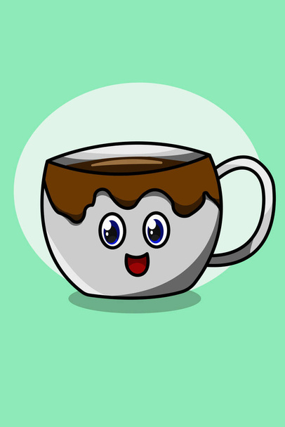 Cute cup cartoon illustration - Vektör, Görsel