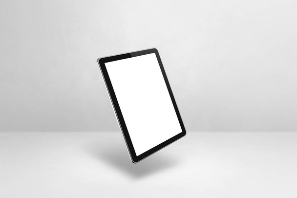 Blank tablet pc computer floating over a white background. 3D isolated illustration. Horizontal template - Fotó, kép