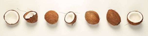 Composition for summer concept with coconut on white background - 写真・画像