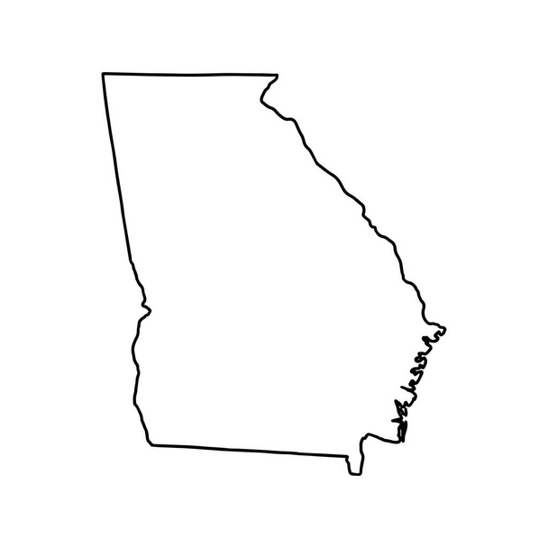 Obrysová mapa bílého pozadí Gruzie. USA stát, vektorová mapa s obrysem. - Vektor, obrázek