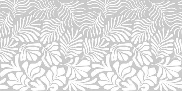 Сучасне абстрактне тло з тропічним пальмовим листям у стилі Матісса. Векторний безшовний візерунок зі скандинавськими відрізаними елементами. Рука малювала колаж сучасного мистецтва.. - Вектор, зображення