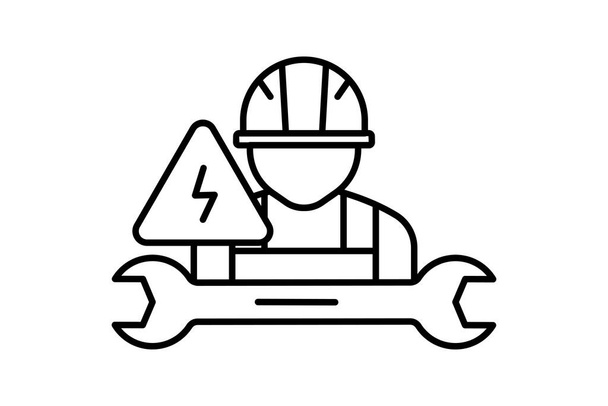 Ilustración de iconos de ingeniería eléctrica. trabajador eléctrico, icono relacionado con la industria, fabricación. Estilo de icono de línea. Diseño vectorial simple editable - Vector, imagen