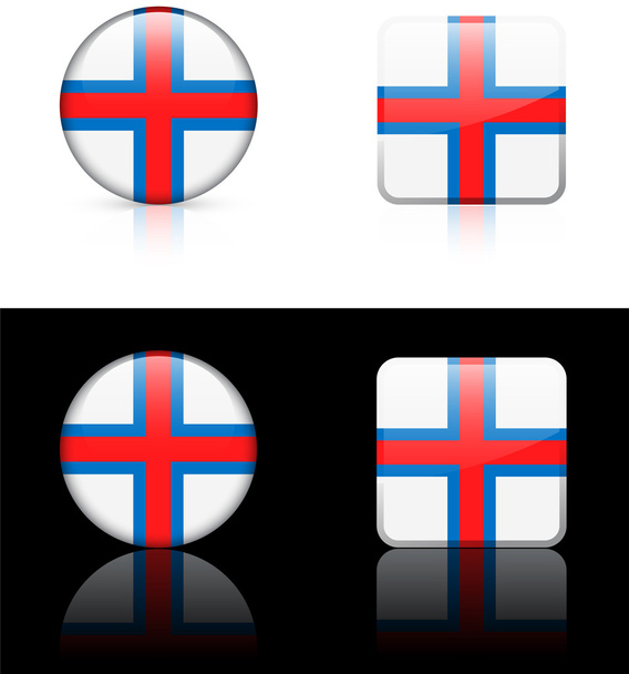 Botões de bandeira das Ilhas Faroé em fundo branco e preto
 - Vetor, Imagem