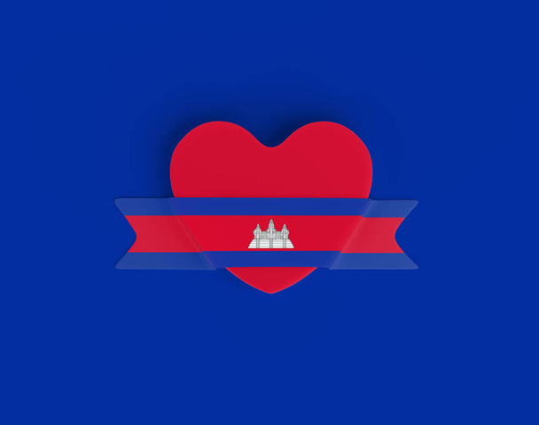 Cambodia Flag Heart Banner - Foto, Bild