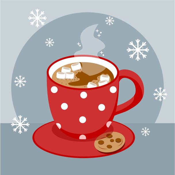 Cup of cocoa with marshmallow vector illustration in flat style - Vecteur, image