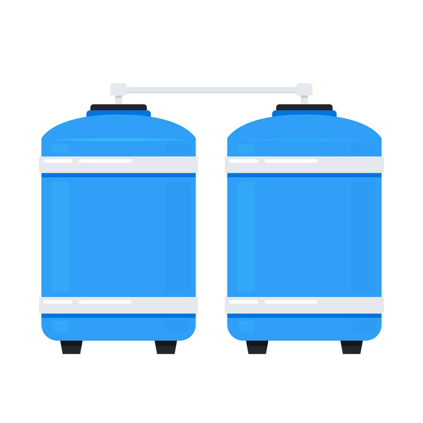 Water tank vector. Tap. Blue water tank on white background. - Vetor, Imagem