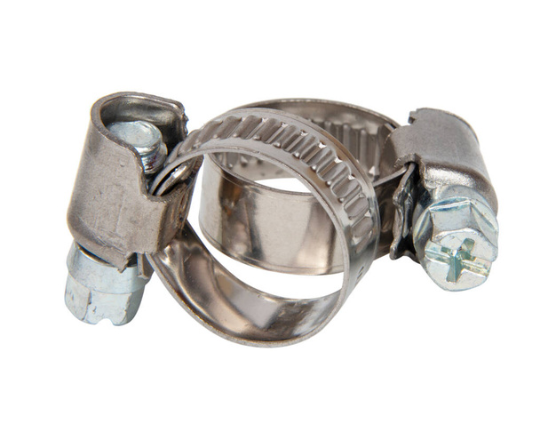 Metalic construction stainless ring clamp isolated on the white background - Foto, Imagem