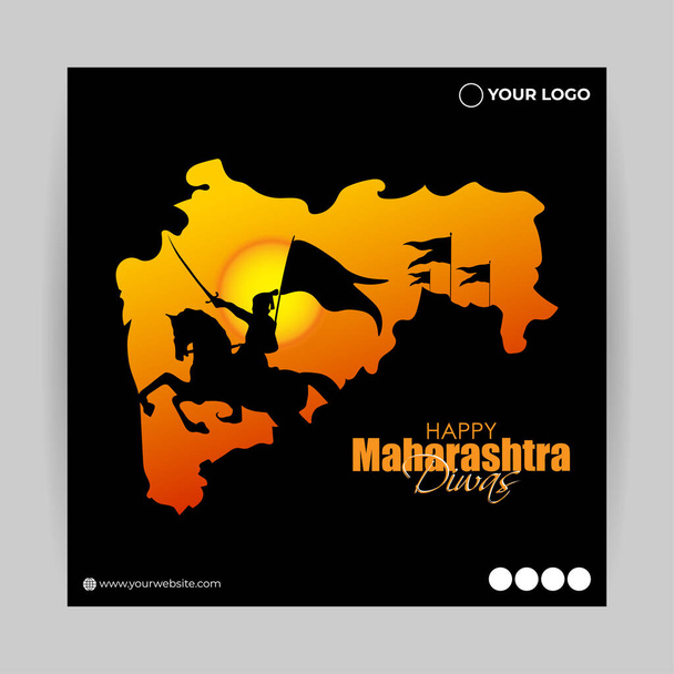 Vector illustratie van Happy Maharashtra Day social media verhaal feed model - Vector, afbeelding