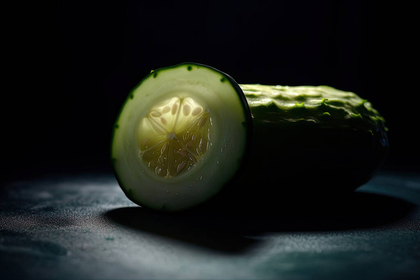 concombre vert frais sur fond noir - Photo, image
