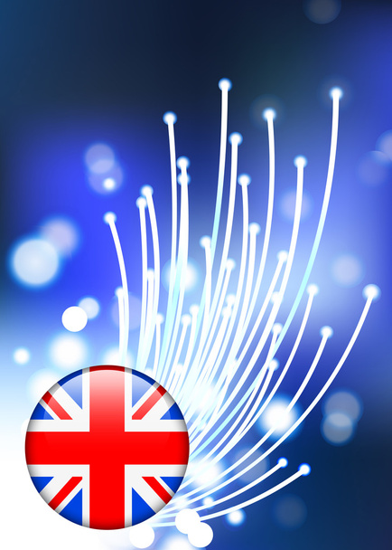 British Internet Button on Fiber Optic Background - Διάνυσμα, εικόνα