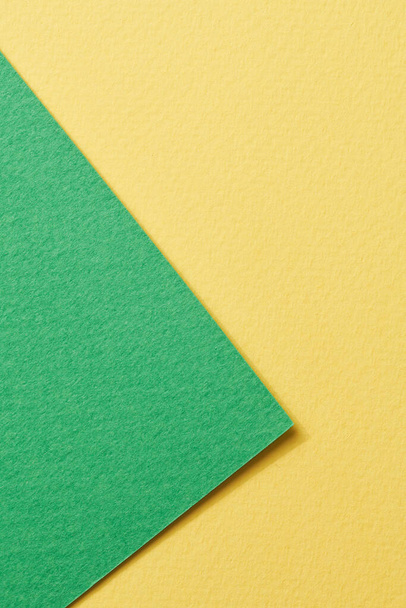 Rough kraft paper background, paper texture yellow green colors. Mockup with copy space for text - Fotoğraf, Görsel