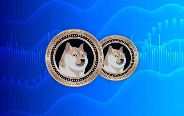 dogecoin-chien monnaie virtuelle image. Illustrations 3D. - Photo, image
