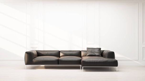 Large luxury modern bright interiors Living room mockup banner illustration 3D rendering computer digitally generated image - Foto, afbeelding