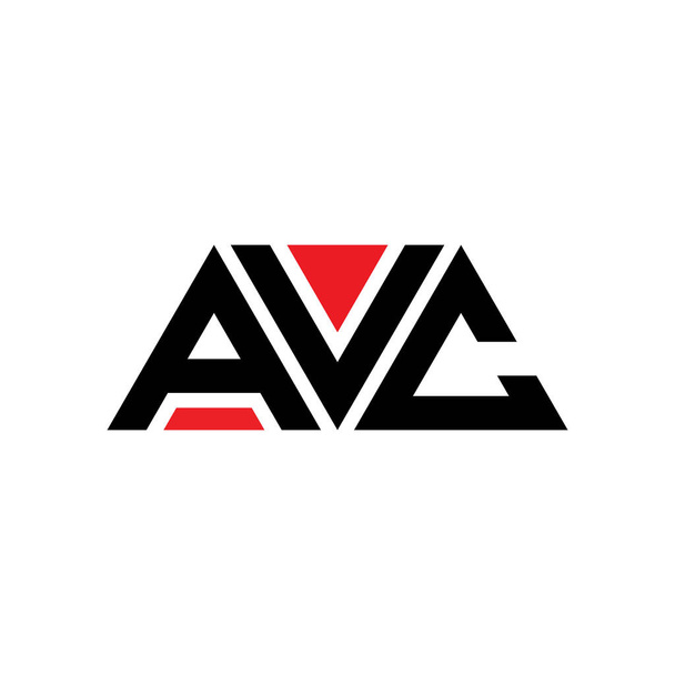 Üçgen şekilli AVC üçgen harf logosu tasarımı. AVC üçgen logo tasarımı monogramı. Kırmızı renkli AVC üçgen vektör şablonu. AVC üçgen logosu Basit, Zarif ve Lüks Logo. AVC - Vektör, Görsel