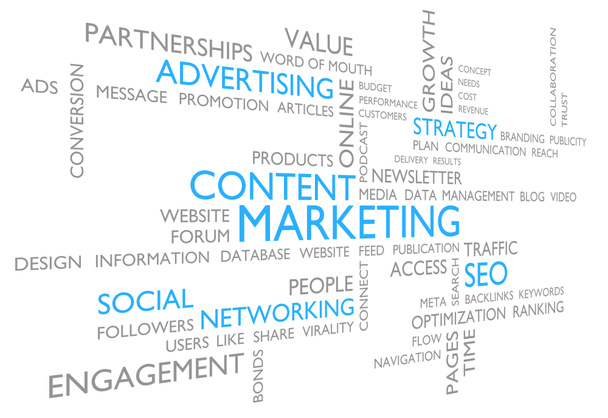 広告、ソーシャル ネットワーク、および Seo を通じてマーケティング コンテンツ - 写真・画像
