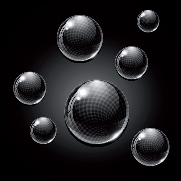 Black glass balls. - Vector, Imagen