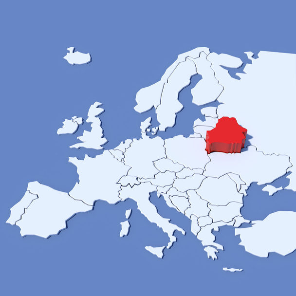 3D карта Європи із зазначенням Білорусі - Фото, зображення