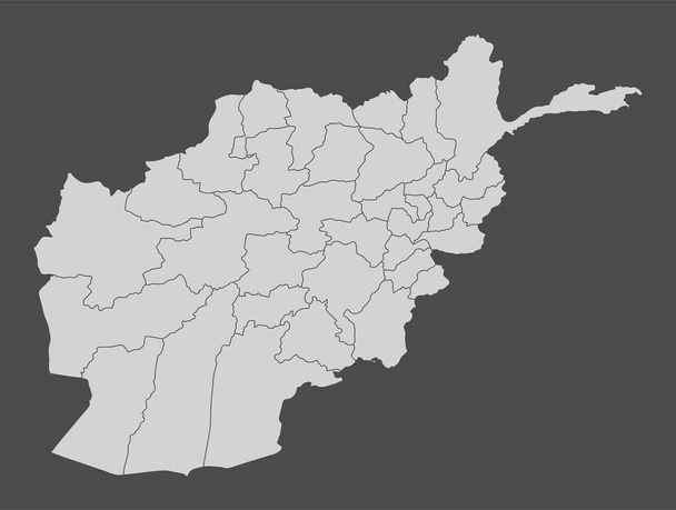 Verwaltungskarte Afghanistans isoliert auf dunklem Hintergrund - Vektor, Bild